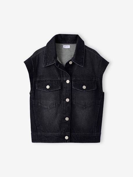 Veste en jean oversize sans manches fille denim gris 3 - vertbaudet enfant 