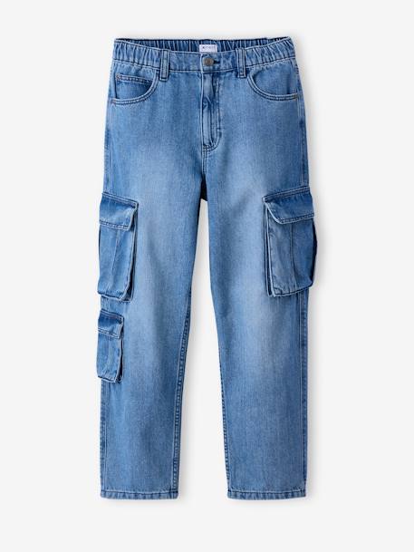 Jean garçon loose battle denim bleached+denim gris 3 - vertbaudet enfant 