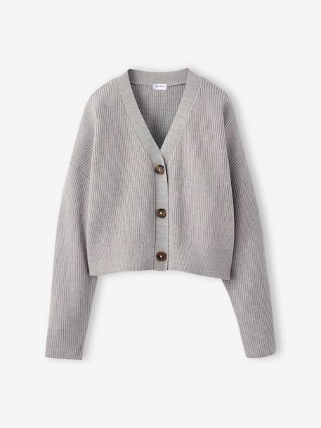 Gilet court fille écru+gris chiné 6 - vertbaudet enfant 