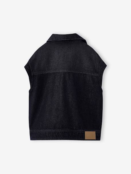 Veste en jean oversize sans manches fille denim gris 4 - vertbaudet enfant 