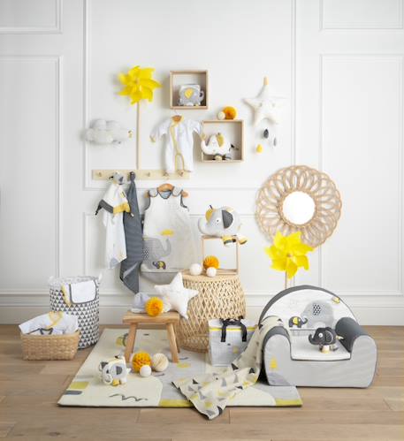 Panière de rangement en tissu - babyfan Blanc 4 - vertbaudet enfant 
