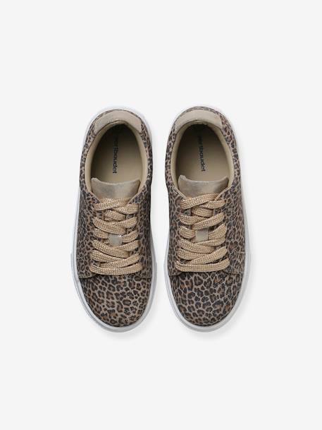Baskets enfant fille en cuir à lacets beige imprimé+or 5 - vertbaudet enfant 