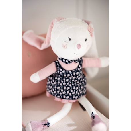 Doudou lapin grand modèle en velours - miss fleur de lune Blanc 6 - vertbaudet enfant 