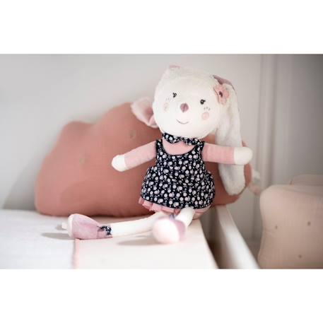 Doudou lapin grand modèle en velours - miss fleur de lune Blanc 5 - vertbaudet enfant 
