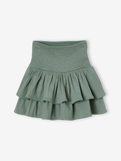 Jupe à volants taille smockée fille  - vertbaudet enfant