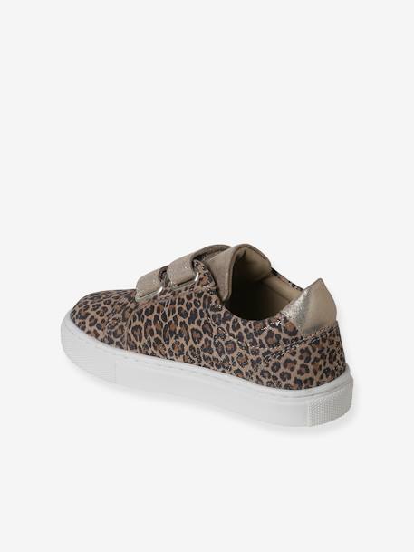 Baskets enfant fille cuir à scratchs beige imprimé+or 3 - vertbaudet enfant 