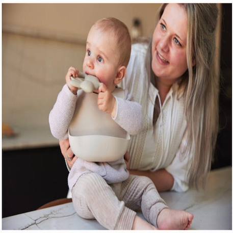 Bavoir bébé récupérateur en silicone Beige 2 - vertbaudet enfant 