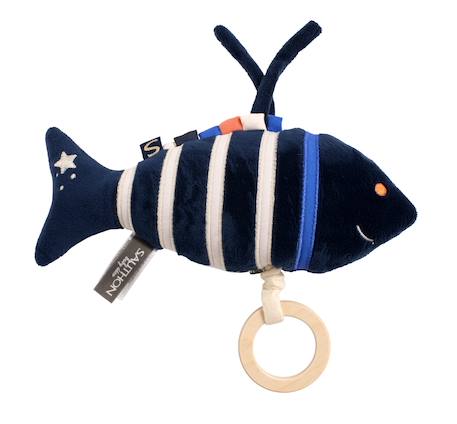 Peluche mini musical poisson en velours - baby sailor Bleu 1 - vertbaudet enfant 