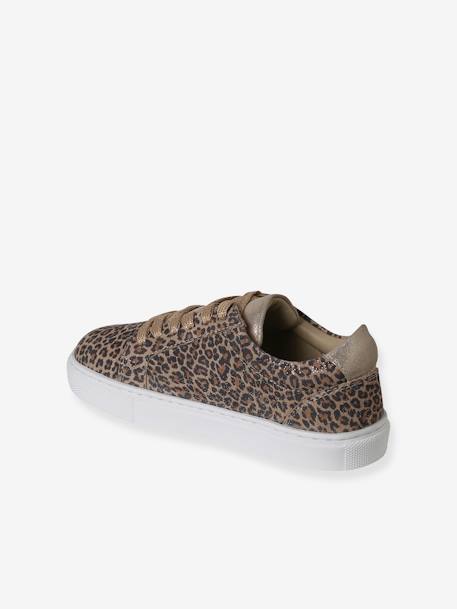 Baskets enfant fille en cuir à lacets beige imprimé+or 3 - vertbaudet enfant 