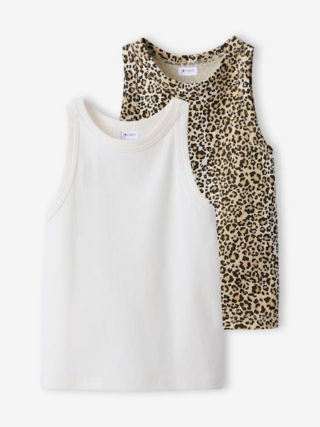 Fille-T-shirt, sous-pull-T-shirt-Lot de 2 débardeurs fille emmanchures américaines