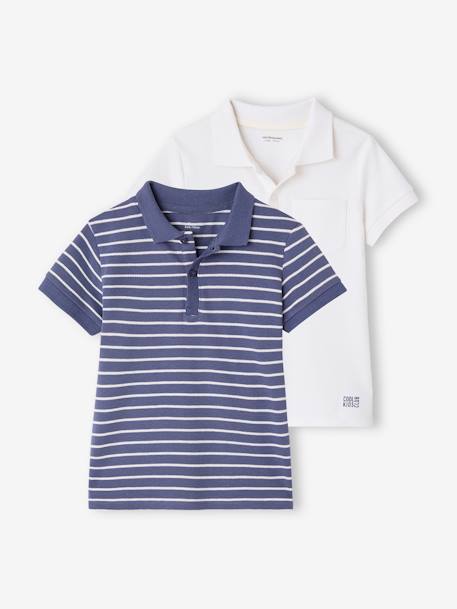 Lot de 2 polos garçons en maille piquée blanc 1 - vertbaudet enfant 