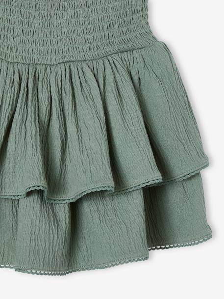 Jupe à volants taille smockée fille vert sauge 3 - vertbaudet enfant 