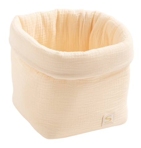Panière de rangement en double gaze de coton - uni petale Beige+Rose+Rouge+Vert 1 - vertbaudet enfant 