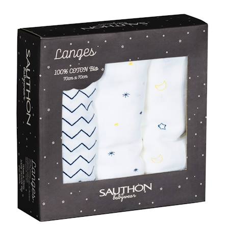 Langes bébé en coton bio - hello Blanc 2 - vertbaudet enfant 