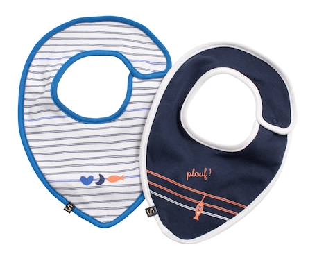 Lot de 2 bavoirs en coton marinière - baby sailor Bleu/blanc 1 - vertbaudet enfant 