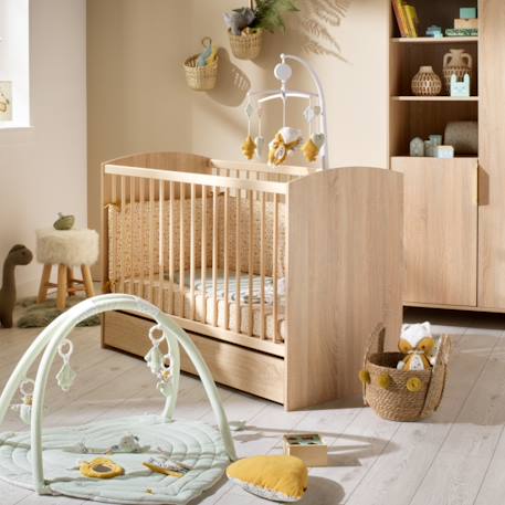 Lit bébé avec têtes de lit arrondies en bois décor chêne doré - azur Marron 2 - vertbaudet enfant 