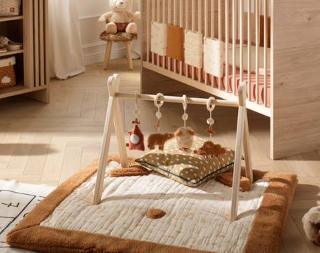 Grand tapis de jeu en double gaze de coton et sherpa - orsino Beige 2 - vertbaudet enfant 