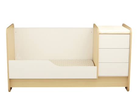 Lit bébé combiné évolutif avec commode à langer 3 tiroirs - balloon Beige/blanc 2 - vertbaudet enfant 
