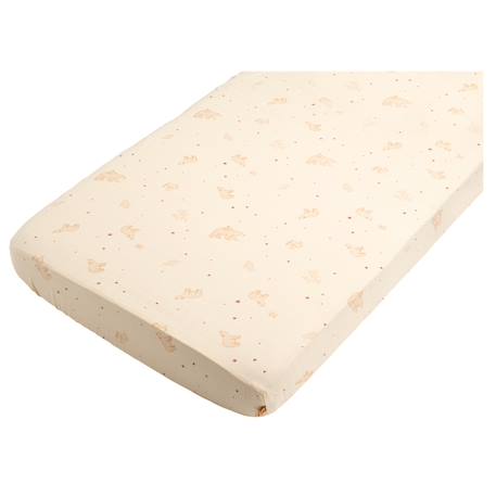 Lot de 2 draps housse en coton bio Beige+Blanc brodé+Blanc étoile+Blanc, noir+Bleu foncé+Jaune+Orange+Rose 1 - vertbaudet enfant 
