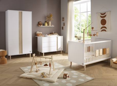 Lit bébé évolutif - little big bed sur pieds bois - paloma Blanc/marron+Marron/beige 5 - vertbaudet enfant 