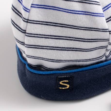 Bonnet et moufles marinière - baby sailor Bleu/blanc 2 - vertbaudet enfant 
