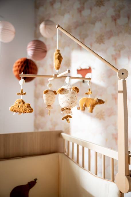 Mobile musical en bois avec jouets ours en gaze de coton - orsino Marron 2 - vertbaudet enfant 
