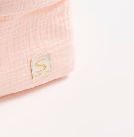 Panière de rangement en double gaze de coton - uni petale Beige+Rose+Rouge+Vert 5 - vertbaudet enfant 