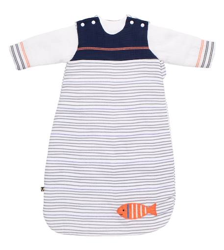 Gigoteuse bébé hiver à manches amovibles marinière - baby sailor Blanc/bleu 1 - vertbaudet enfant 