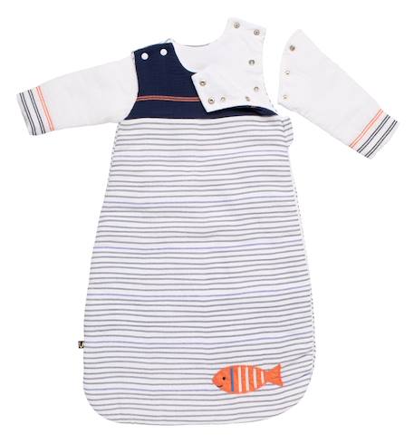 Gigoteuse bébé hiver à manches amovibles marinière - baby sailor Blanc/bleu 4 - vertbaudet enfant 