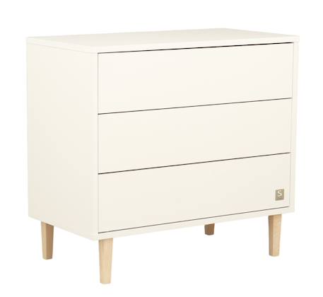 Commode 3 tiroirs pieds bois - paloma Blanc/marron+Marron 2 - vertbaudet enfant 