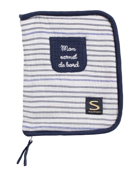 Protège carnet de santé en double gaze de coton marinière - baby sailor Blanc/bleu 1 - vertbaudet enfant 