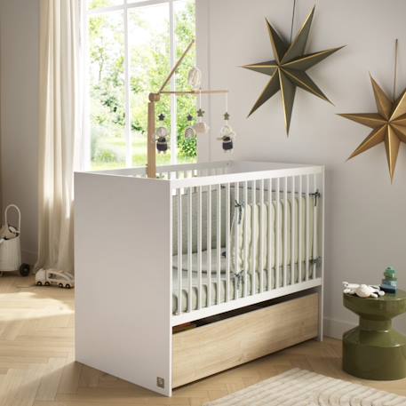 Lit à barreaux avec têtes en panneaux - paloma Blanc+Marron/beige 3 - vertbaudet enfant 
