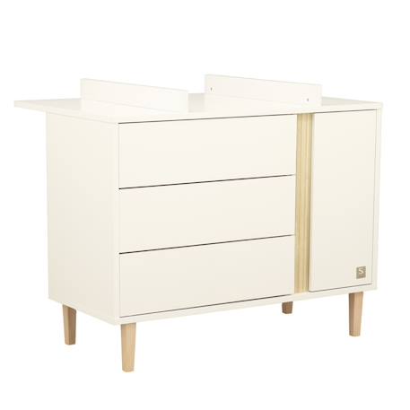 Commode 3 tiroirs et 1 porte pieds bois - paloma Blanc/marron 4 - vertbaudet enfant 