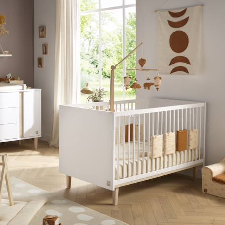 Lit bébé évolutif - little big bed sur pieds bois - paloma Blanc/marron+Marron/beige 3 - vertbaudet enfant 