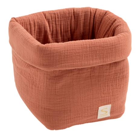 Panière de rangement en double gaze de coton - uni petale Beige+Rose+Rouge+Vert 7 - vertbaudet enfant 