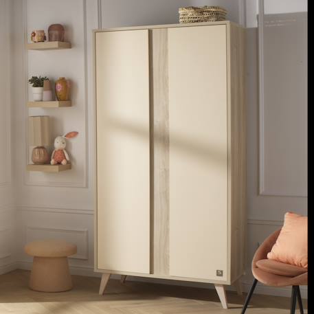 Armoire bébé 2 portes avec pieds bois - melinee Marron/beige 4 - vertbaudet enfant 