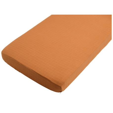 Lot de 2 draps housse en coton bio Beige+Blanc brodé+Blanc étoile+Blanc, noir+Bleu foncé+Jaune+Orange+Rose 2 - vertbaudet enfant 