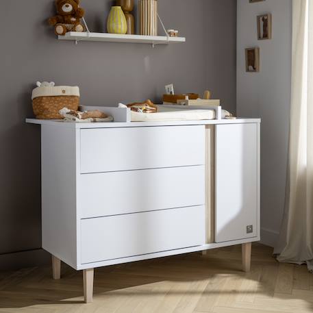 Plan à langer pour commode 3 tiroirs et 1 portes - paloma Blanc 3 - vertbaudet enfant 
