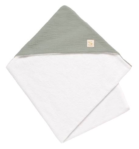 Sortie de bain en double gaze de coton et éponge - uni sauge Beige+Rose+Rouge+Vert 7 - vertbaudet enfant 