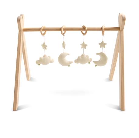 Arche d'éveil bois avec 4 jouets - uni sauge Beige+Rose+Rouge+Vert 1 - vertbaudet enfant 