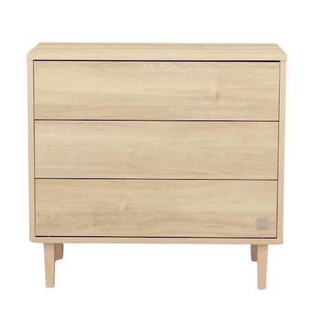 Commode 3 tiroirs pieds bois - paloma Blanc/marron+Marron 9 - vertbaudet enfant 
