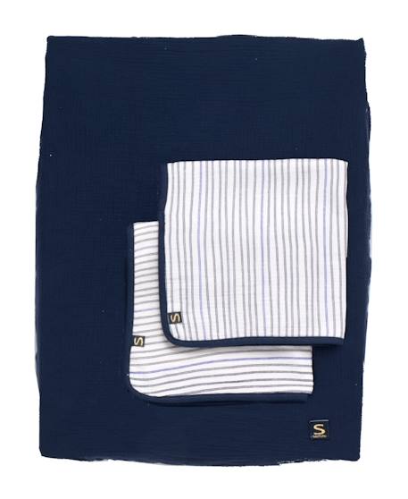 Housse de matelas à langer et linges en gaze de coton - baby sailor Bleu foncé 1 - vertbaudet enfant 