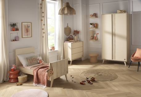 Lit bébé évolutif - little big bed sur pieds en bois avec têtes panneaux imitation bois - melinee Marron/beige 6 - vertbaudet enfant 