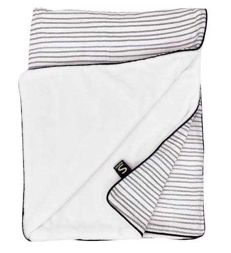 Couverture bébé en gaze de coton et polaire marinière - baby sailor Blanc 4 - vertbaudet enfant 