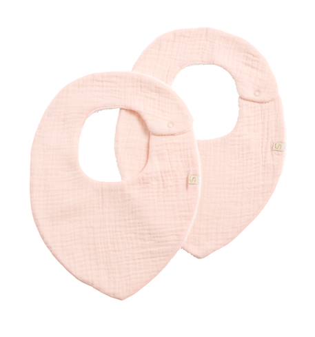 Lot de 2 bavoirs en gaze de coton - uni petale Beige+Rose+Rouge+Vert 3 - vertbaudet enfant 