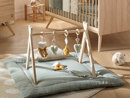 Grand tapis de jeu en double gaze de coton - uni petale Beige+Rose+Rouge+Vert 11 - vertbaudet enfant 