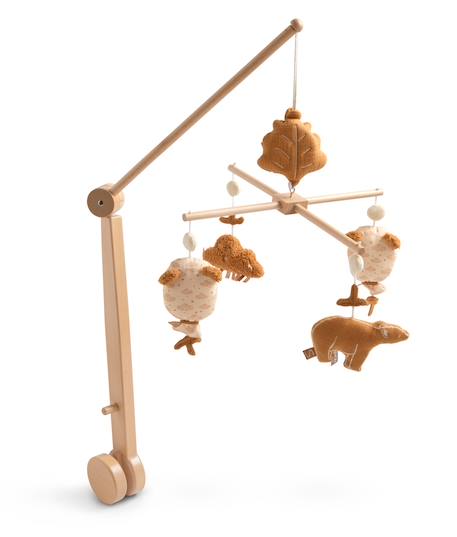 Mobile musical en bois avec jouets ours en gaze de coton - orsino Marron 1 - vertbaudet enfant 