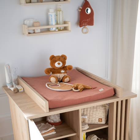 Matelas à langer avec sa housse en double gaze de coton et sa serviette - uni sauge Beige+Rose+Rouge+Vert 7 - vertbaudet enfant 
