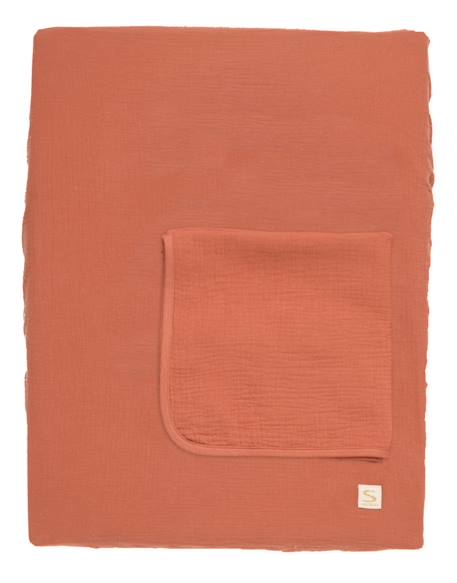 Matelas à langer avec sa housse en double gaze de coton et sa serviette - uni sauge Beige+Rose+Rouge+Vert 6 - vertbaudet enfant 