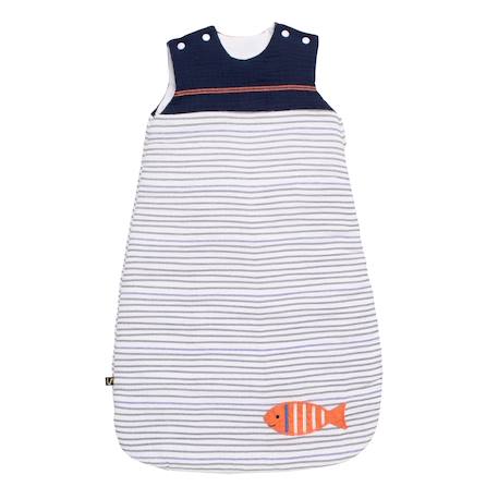Gigoteuse bébé hiver en double gaze de coton marinière - baby sailor Blanc/bleu 1 - vertbaudet enfant 